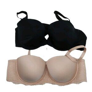 Torrid Curve Bra 44C Underwire Beige Lace & Black Solid Set Of 2